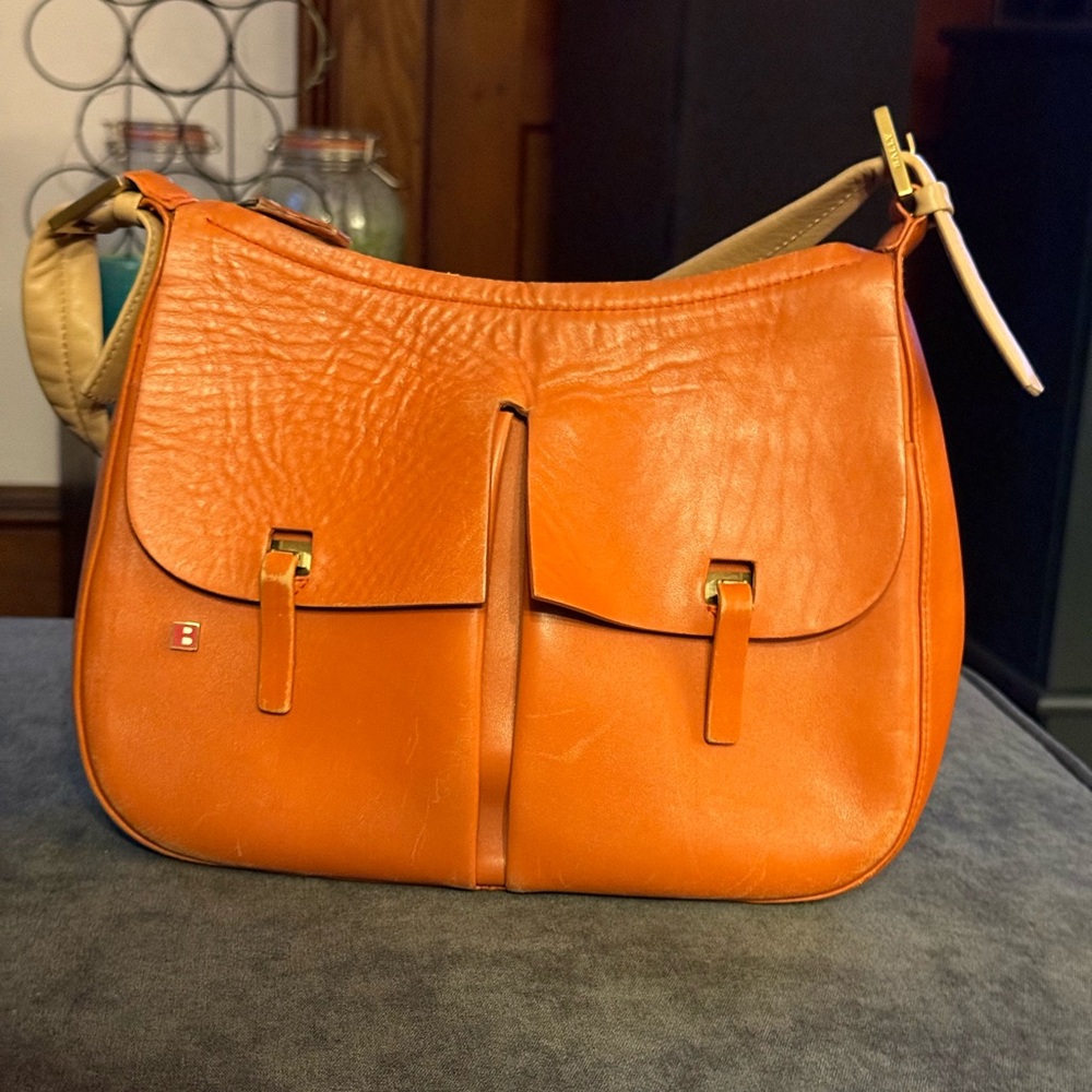 Bally Made in Italy 90s Shoulder Purse Orange Tan Clemesin
